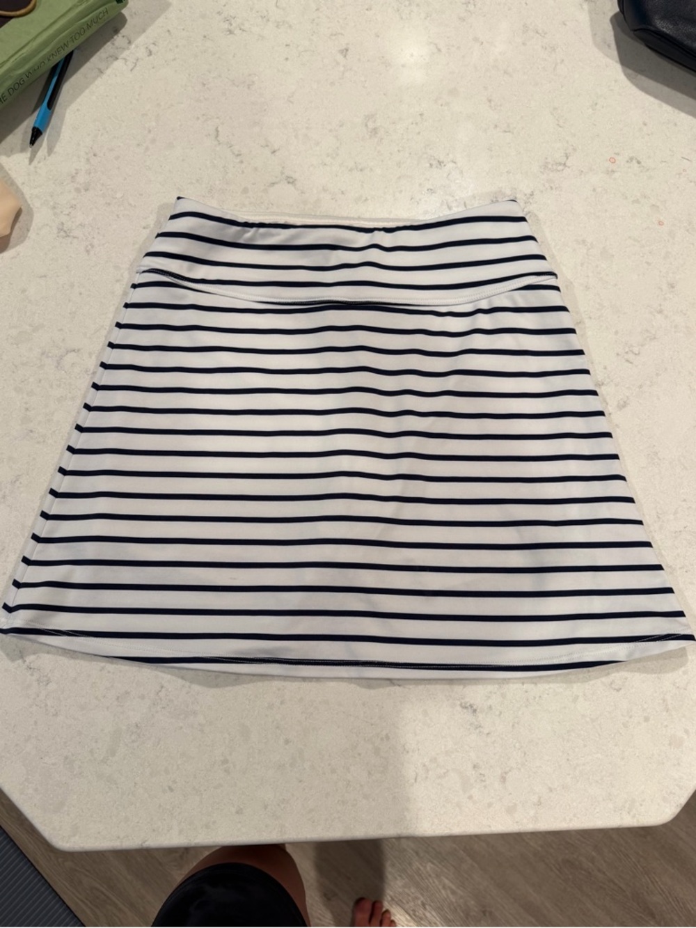 Renwick Striped athletic Mini Skort in White and Navy